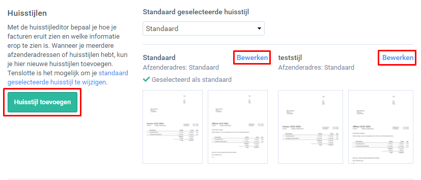 Moneybird instellingen
